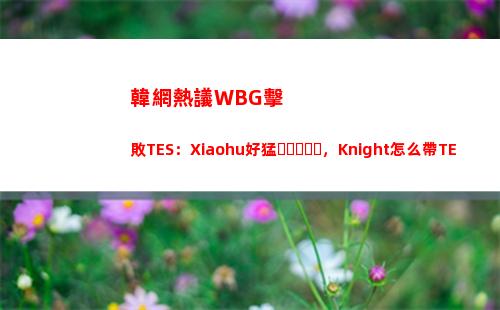 韓網熱議WBG擊敗TES：Xiaohu好猛，Knight怎么帶TES進的世界賽